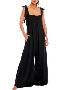 Agua Bendita Black Gail Dust Jumpsuit Women’s Small Wide Leg Pleated